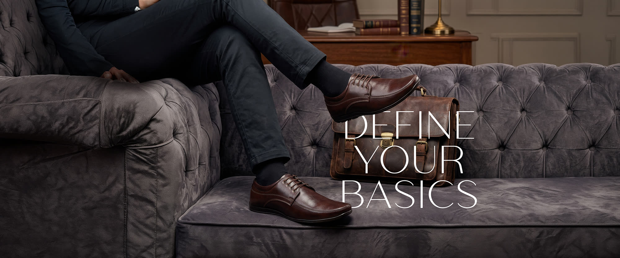 Sparo leather derbies and a leather briefcase